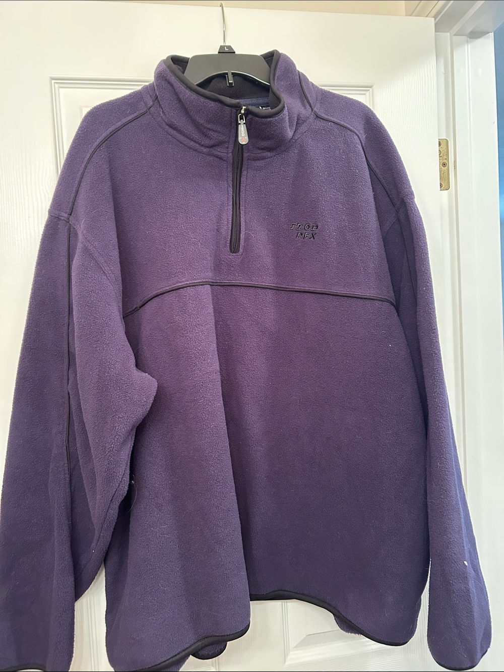 Izod Navy Blue Fleece Pullover with Contrast Stitching